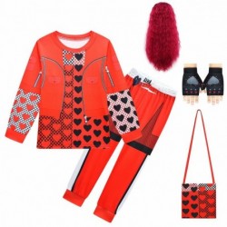 Size is 3t-4t(110cm) kids Descendants 4 red Pajamas Costumes Long Sleeve 2-piece with wig