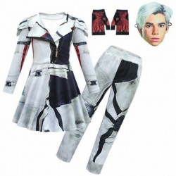 Size is 3t-4t(110cm) kids Descendants 4 white dress Costumes Long Sleeve with mask