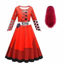 Size is 3t-4t(110cm) kids Descendants 4 red Long Sleeve dress Costumes with wig Cloak