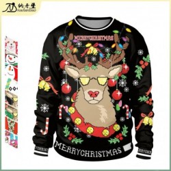 Size is S Moose cartoon Christmas Crew Neck Sweatshirt for Couples