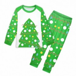 Size is 3t-4t(110cm) Christmas tree print green Pajamas long Sleeve 2-piece For girls 8-10T