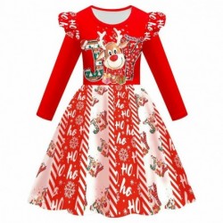 Size is 2t-3t(100cm) girls cute Christmas elk print dress Long Sleeve winter Outfits 8-10T