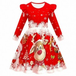 Size is 2t-3t(100cm) cute Christmas elk print dress Long Sleeve girls winter Outfits