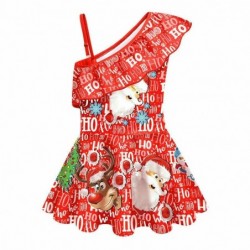 Size is 2t-3t(100cm) girls Christmas red Swimsuit 1 Piece Ruffle One Shoulder with cap