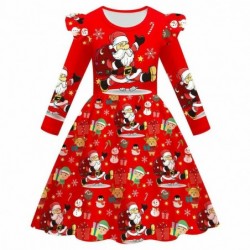 Size is 2t-3t(100cm) cute Santa Claus print dress Long Sleeve girls winter Outfits 8-10T