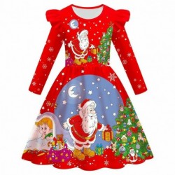 Size is 2t-3t(100cm) winter Outfits cute Santa Claus print dress Long Sleeve girls 8-10T