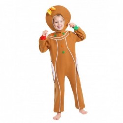 Size is 4t-5t(110cm) cute kids' Gingerbread man One-piece pajamas Jumpsuit with cap