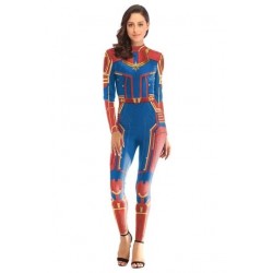 Size is S Halloween Fancy Captain Marvel Bodysuit Costume Sapphire Blue