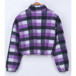 Size is S Winter Pullover Half Zip Plaid Fleece Crop Top Women