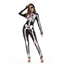 Size is S Skeletons Bloody 3D Printed Graphic Halloween Costumes Jumpsuit For Womens