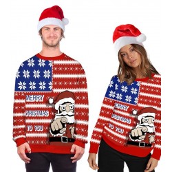Size is M Red Christmas Hallmark Sweatshirt Santa Claws Ugly Couple Set